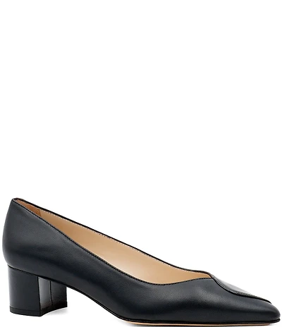 Amalfi Paglietta Leather Block Heel Pumps
