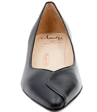 Amalfi Paglietta Leather Block Heel Pumps