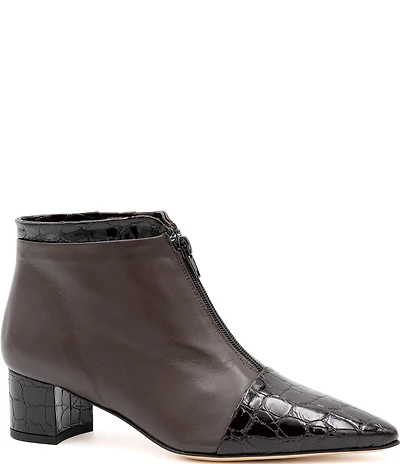 Amalfi Petronio Leather Center Zip Cap Toe Dress Booties
