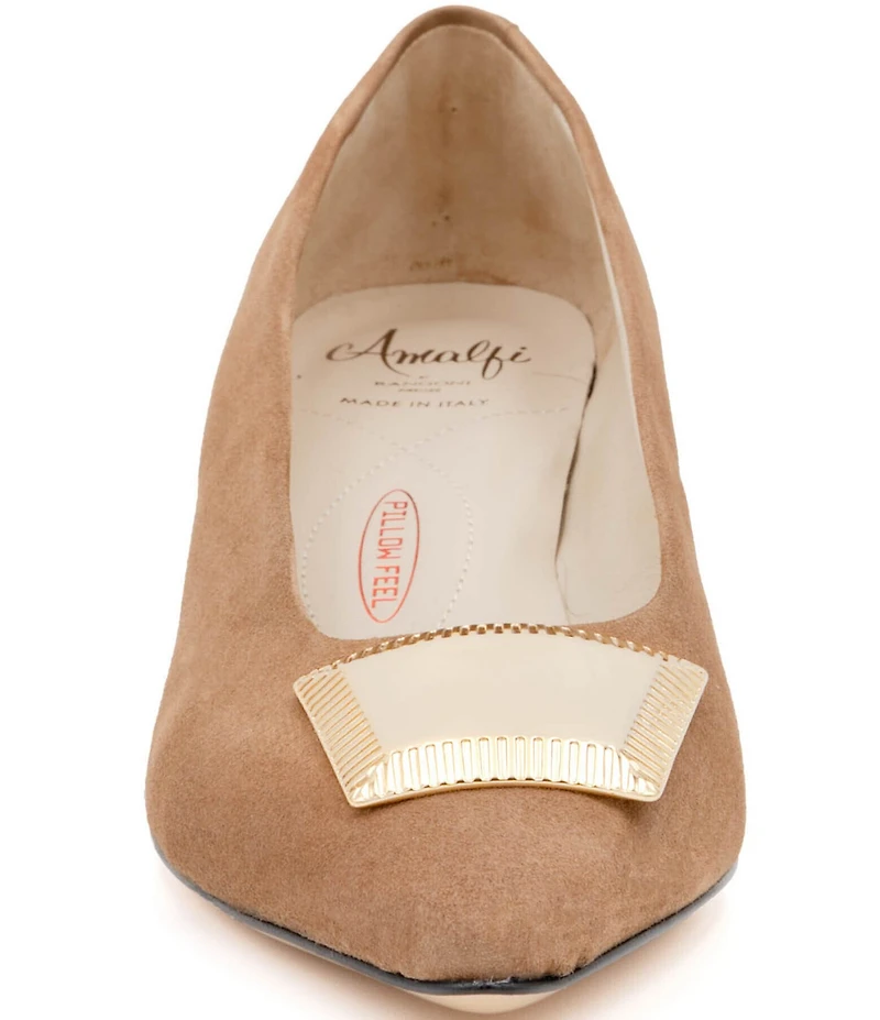 Amalfi Piramide Ornamented Suede Pumps