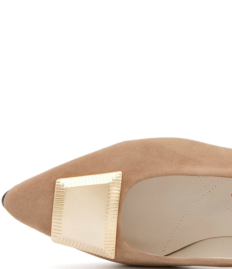 Amalfi Piramide Ornamented Suede Pumps