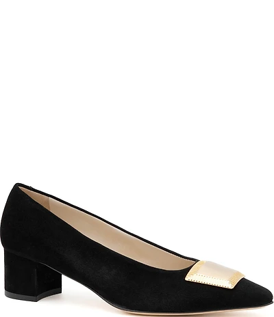 Amalfi Piramide Ornamented Suede Pumps