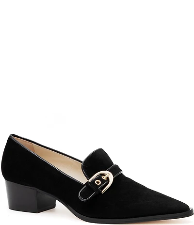 Amalfi Publio Suede Monk Strap Hardware Loafer Pumps