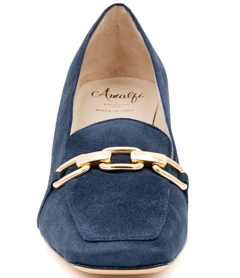 Amalfi Settimio Nubuck Suede Chain Link Hardware Loafer Pumps
