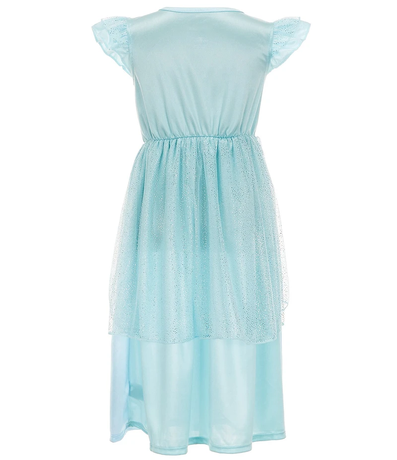 AME Frozen Little/Big Girls Short Sleeve Shiny Flutter Elegant Elsa Nightgown