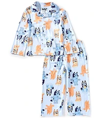 AME Little Kids Long Sleeve Best Friends Button-Down Top With Matching Pajama Pants 2-Piece Set