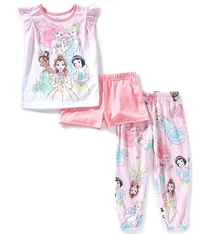AME Little/Big Girls Disney Princess Gathering Short Sleeve Top & Pajama Jogger 3-Piece Set