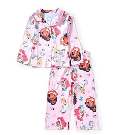 Ame Little/Big Girls Long Sleeve Disney Princess Top With Matching Pajama Pants 2-Piece Set