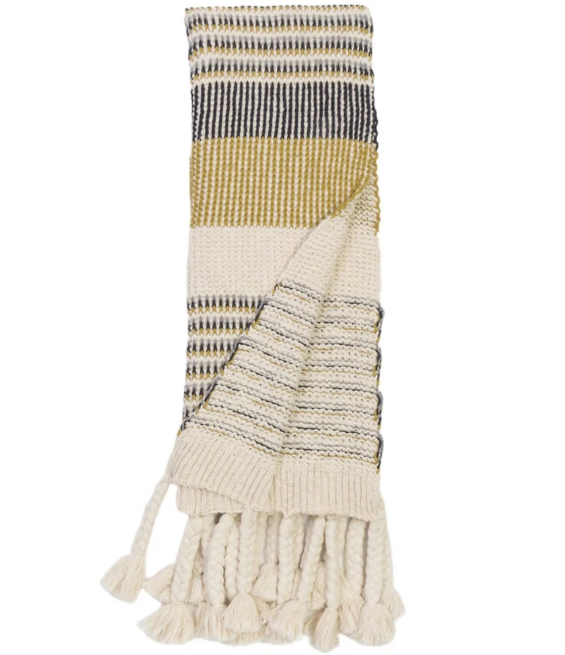Amity Home Irma Striped Braided Tassel Throw Blanket
