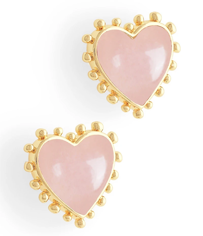 Anabel Aram 18K Heart with Stone Stud Earrings