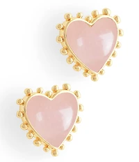 Anabel Aram 18K Heart with Stone Stud Earrings