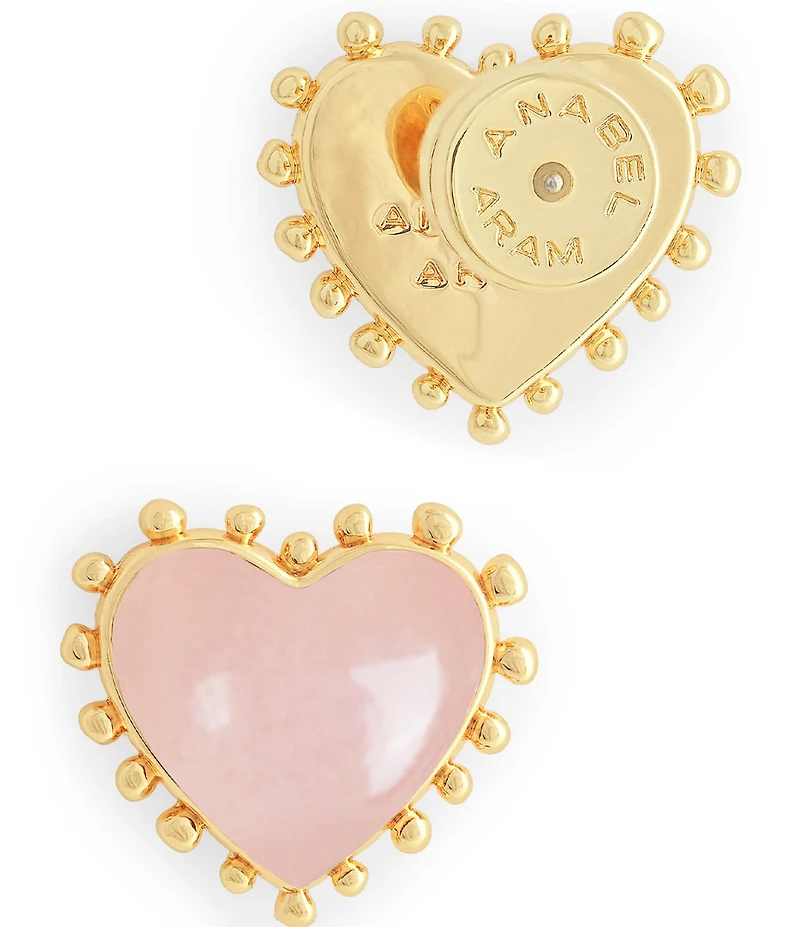Anabel Aram 18K Heart with Stone Stud Earrings