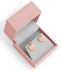 Anabel Aram 18K Heart with Stone Stud Earrings