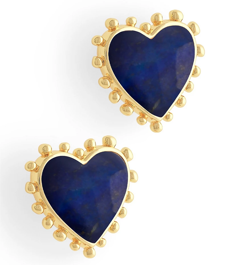 Anabel Aram 18K Heart with Stone Stud Earrings