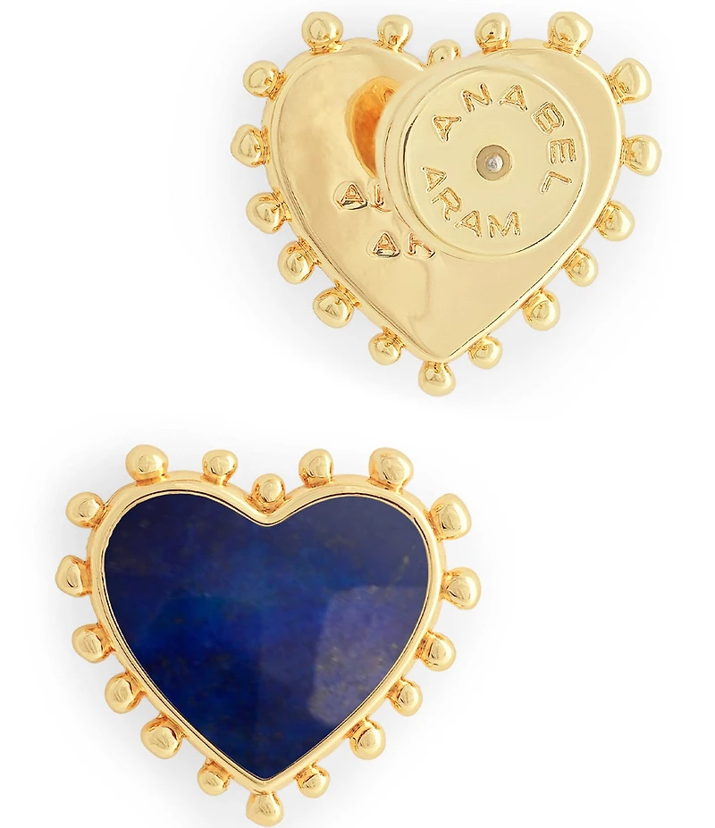 Anabel Aram 18K Heart with Stone Stud Earrings