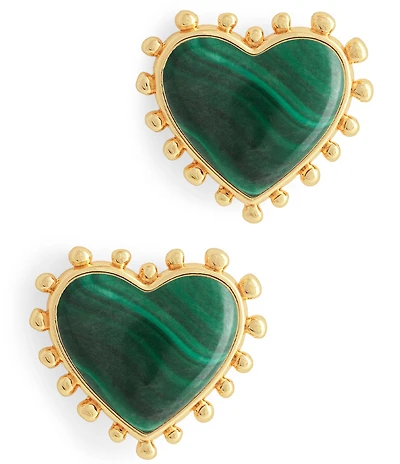Anabel Aram 18K Heart with Stone Stud Earrings