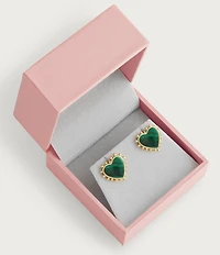 Anabel Aram 18K Heart with Stone Stud Earrings