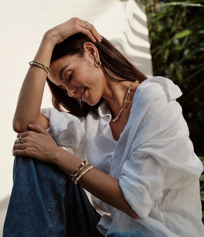 Anabel Aram Bamboo 18K Double Hoop Earrings