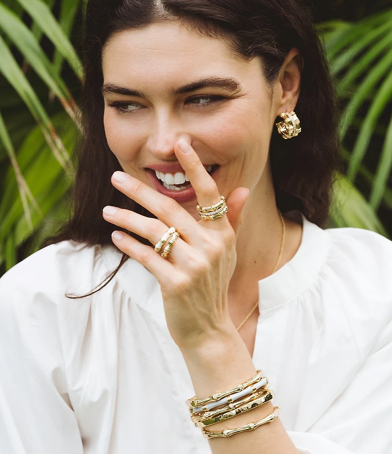 Anabel Aram Bamboo Enameled Hinge Bangle Bracelet