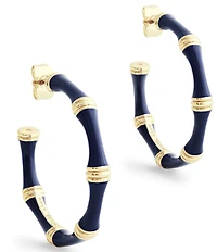 Anabel Aram Bamboo Enameled Hoop Earrings