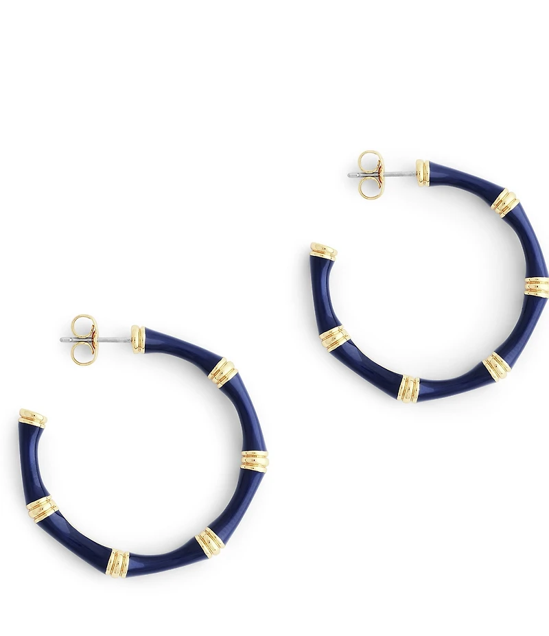 Anabel Aram Bamboo Enameled Hoop Earrings