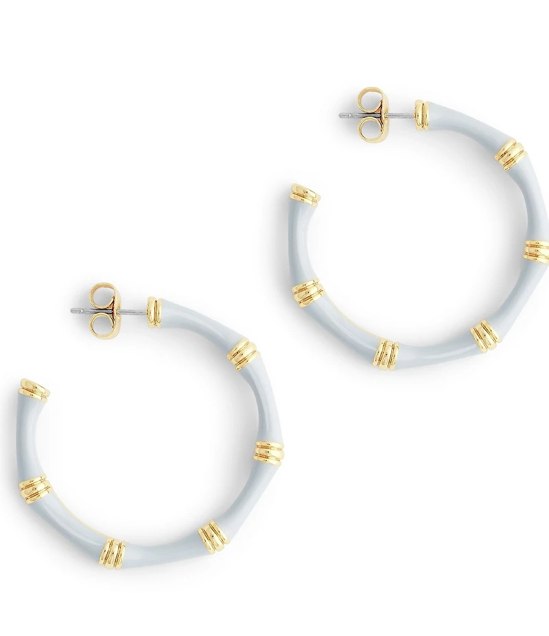 Anabel Aram Bamboo Enameled Hoop Earrings