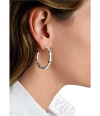 Anabel Aram Bamboo Enameled Hoop Earrings