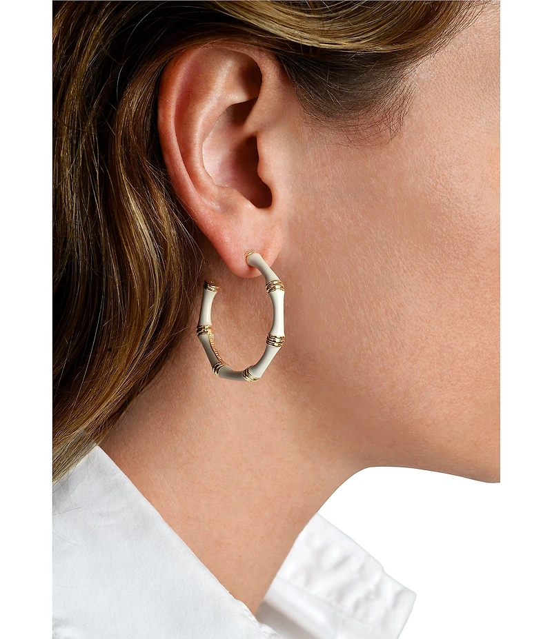 Anabel Aram Bamboo Enameled Hoop Earrings