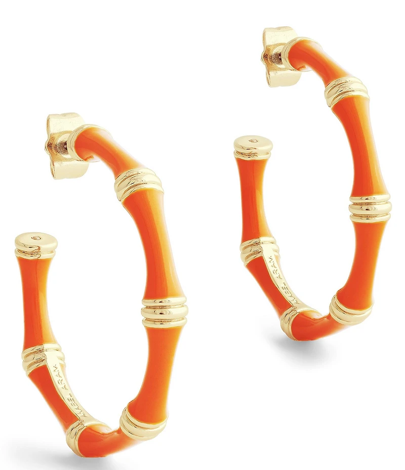 Anabel Aram Bamboo Enameled Hoop Earrings