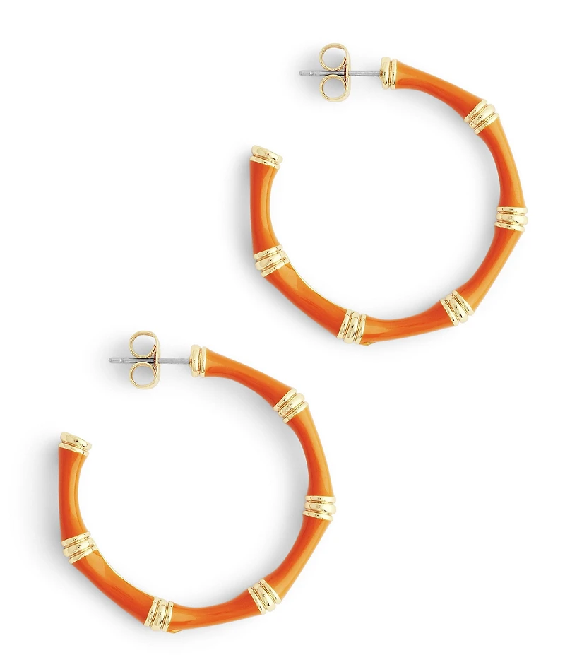 Anabel Aram Bamboo Enameled Hoop Earrings