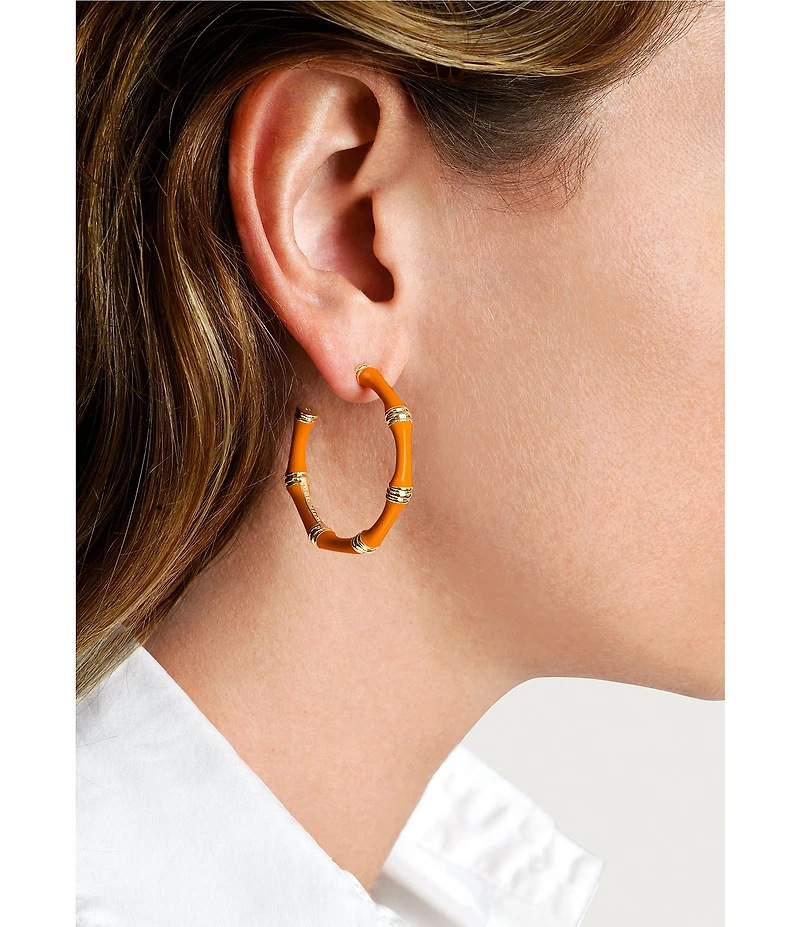 Anabel Aram Bamboo Enameled Hoop Earrings