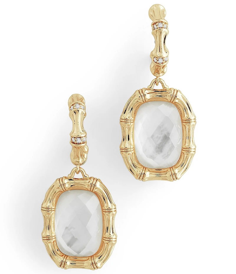 Anabel Aram Bamboo Mother Of Pearl Drop Earrings