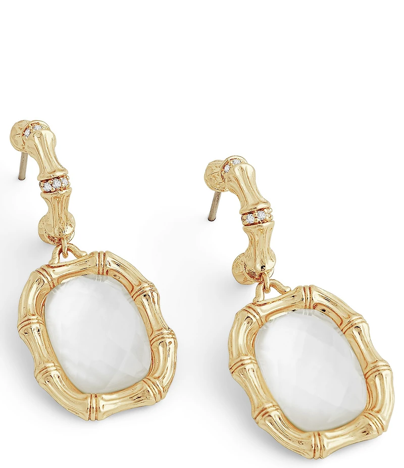 Anabel Aram Bamboo Mother Of Pearl Drop Earrings