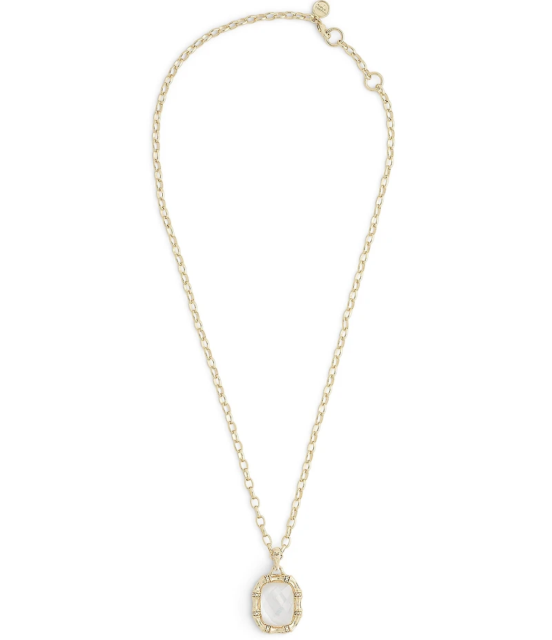 Anabel Aram Bamboo Mother Of Pearl Short Pendant Chain Necklace