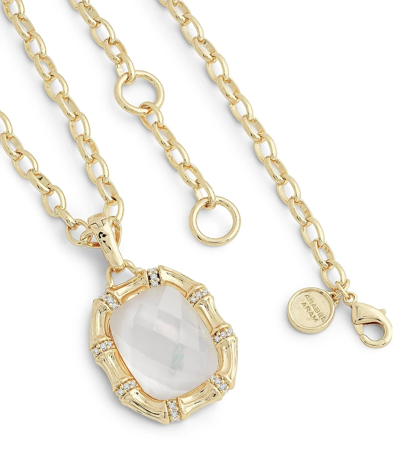 Anabel Aram Bamboo Mother Of Pearl Short Pendant Chain Necklace