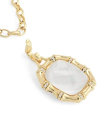 Anabel Aram Bamboo Mother Of Pearl Short Pendant Chain Necklace