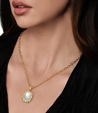 Anabel Aram Bamboo Mother Of Pearl Short Pendant Chain Necklace