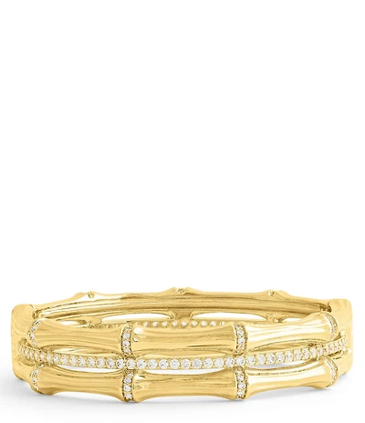 Anabel Aram Bamboo Crystal Stacked Hinge Bangle Bracelet