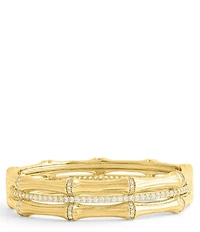 Anabel Aram Bamboo Crystal Stacked Hinge Bangle Bracelet