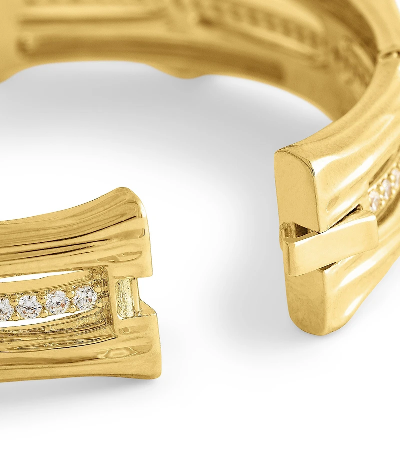Anabel Aram Bamboo Crystal Stacked Hinge Bangle Bracelet