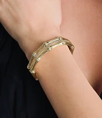 Anabel Aram Bamboo Crystal Stacked Hinge Bangle Bracelet