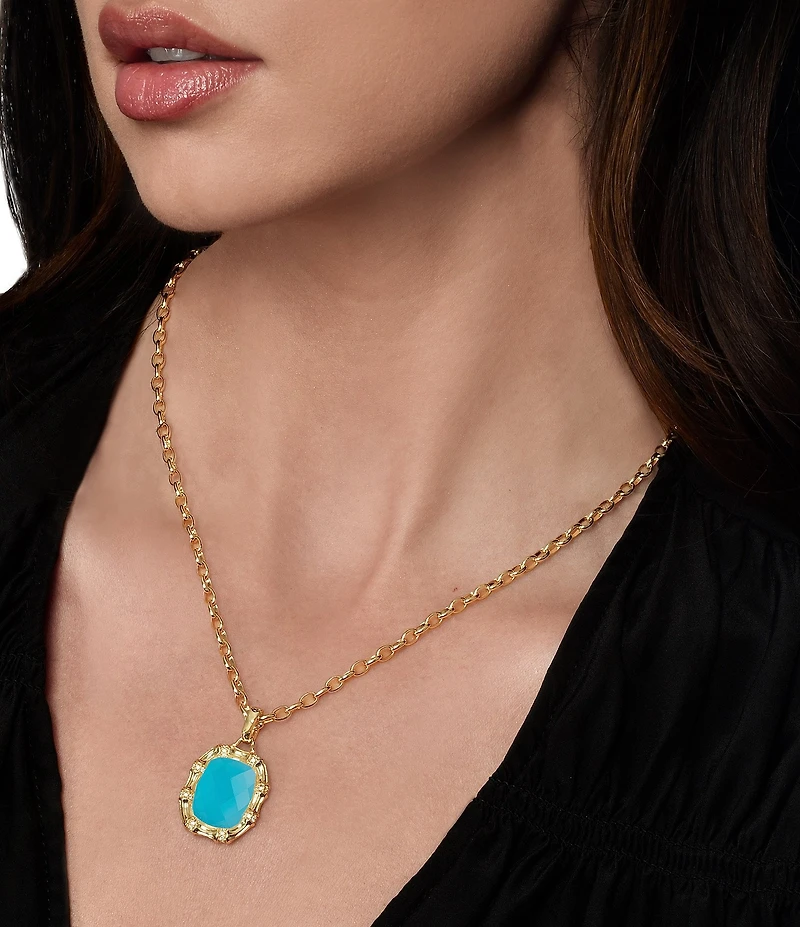 Anabel Aram Bamboo Stone Short Pendant Necklace