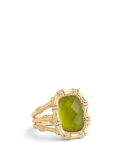 Anabel Aram Bamboo With Mother Of Pearl Stone Cocktail Ring
