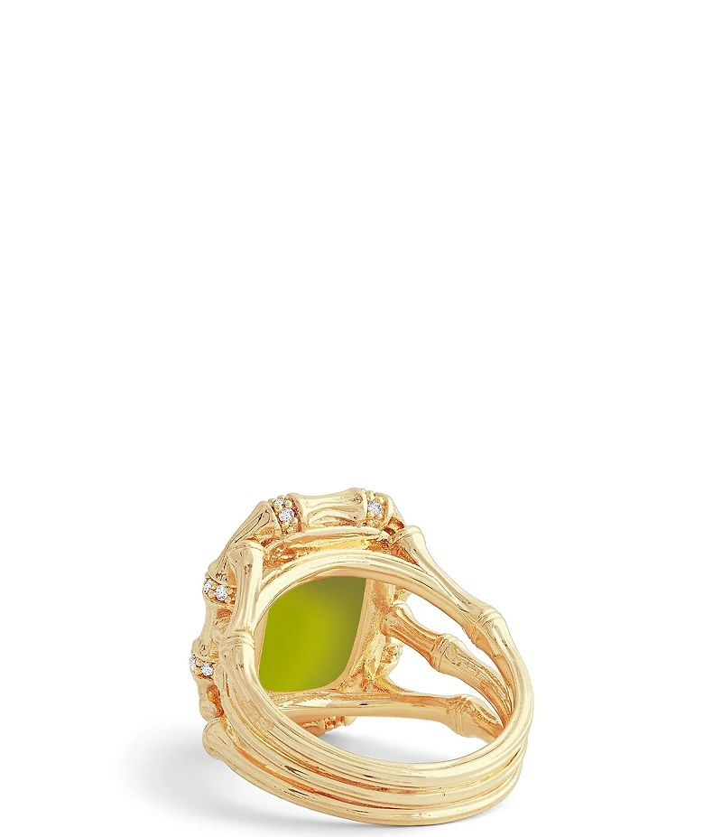 Anabel Aram Bamboo With Mother Of Pearl Stone Cocktail Ring