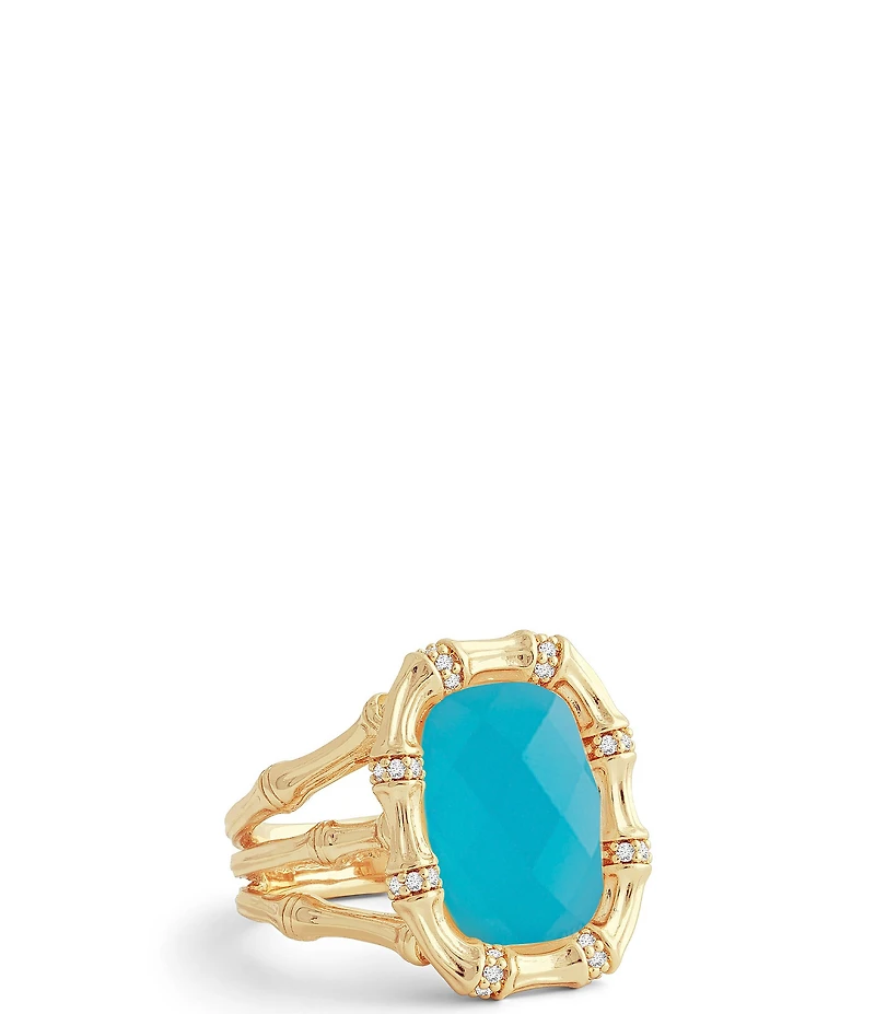 Anabel Aram Bamboo With Mother Of Pearl Stone Cocktail Ring