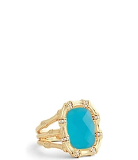 Anabel Aram Bamboo With Mother Of Pearl Stone Cocktail Ring
