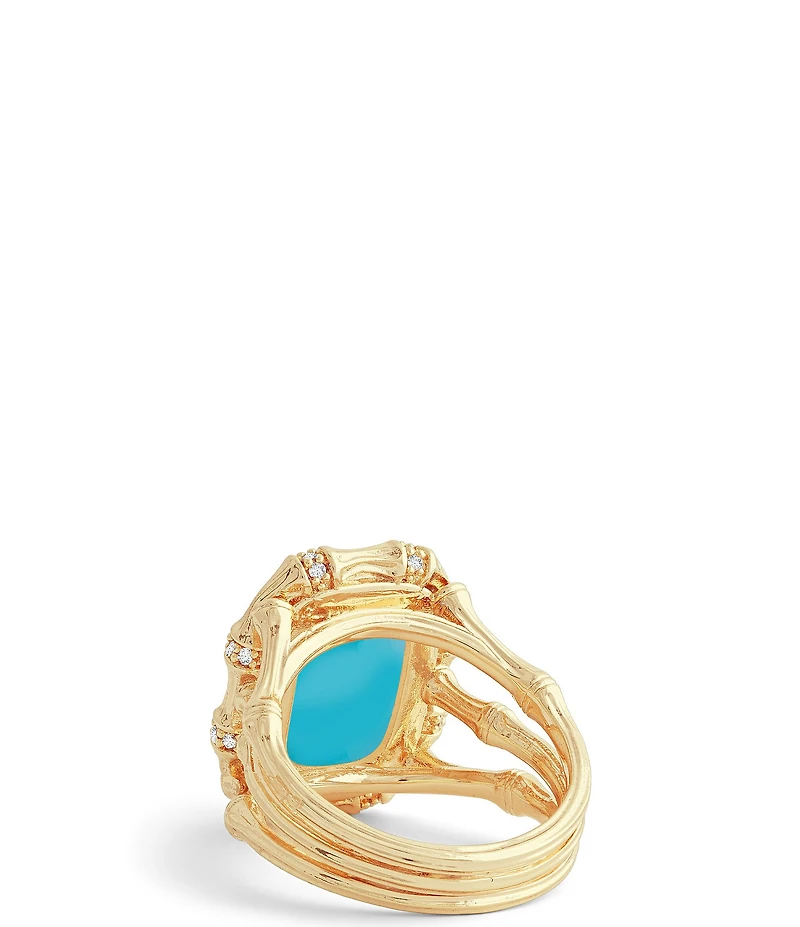 Anabel Aram Bamboo With Mother Of Pearl Stone Cocktail Ring