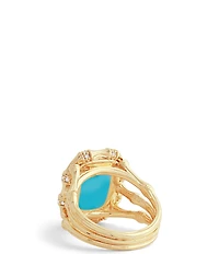 Anabel Aram Bamboo With Mother Of Pearl Stone Cocktail Ring