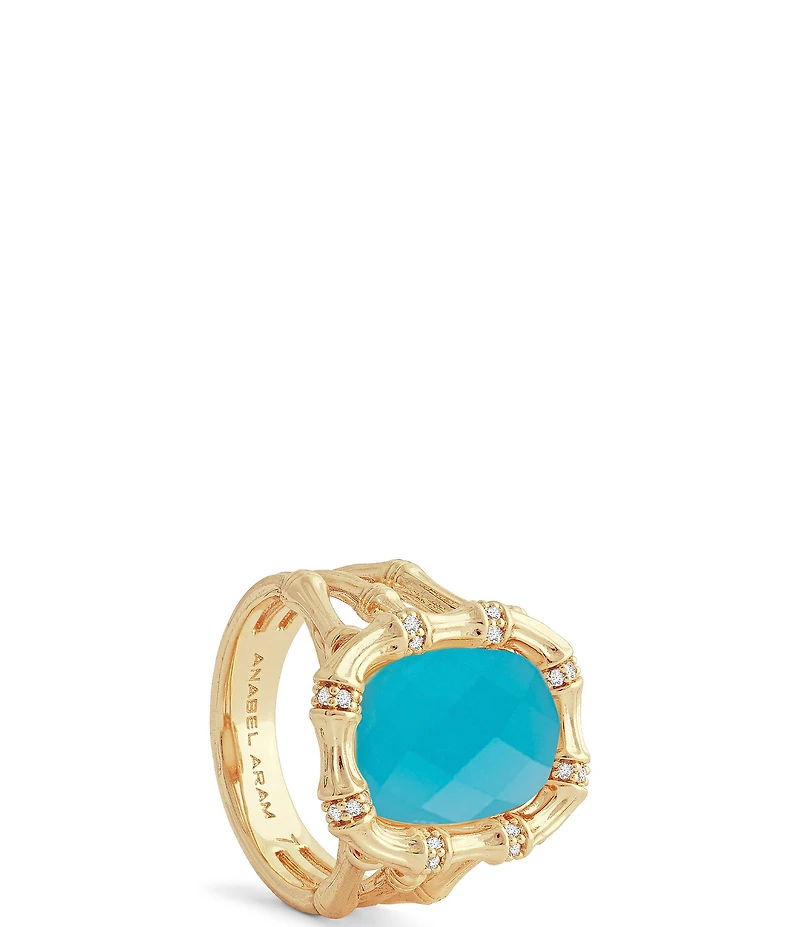 Anabel Aram Bamboo With Mother Of Pearl Stone Cocktail Ring