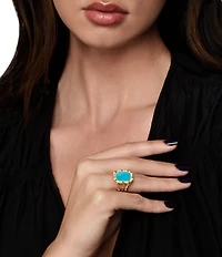 Anabel Aram Bamboo With Mother Of Pearl Stone Cocktail Ring